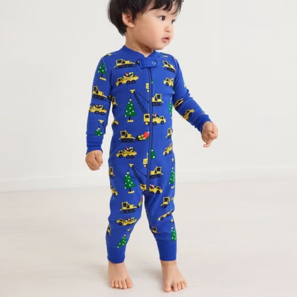 Hanna Andersson | NWT Christmas Crew Construction Print Zip Sleeper Pajamas